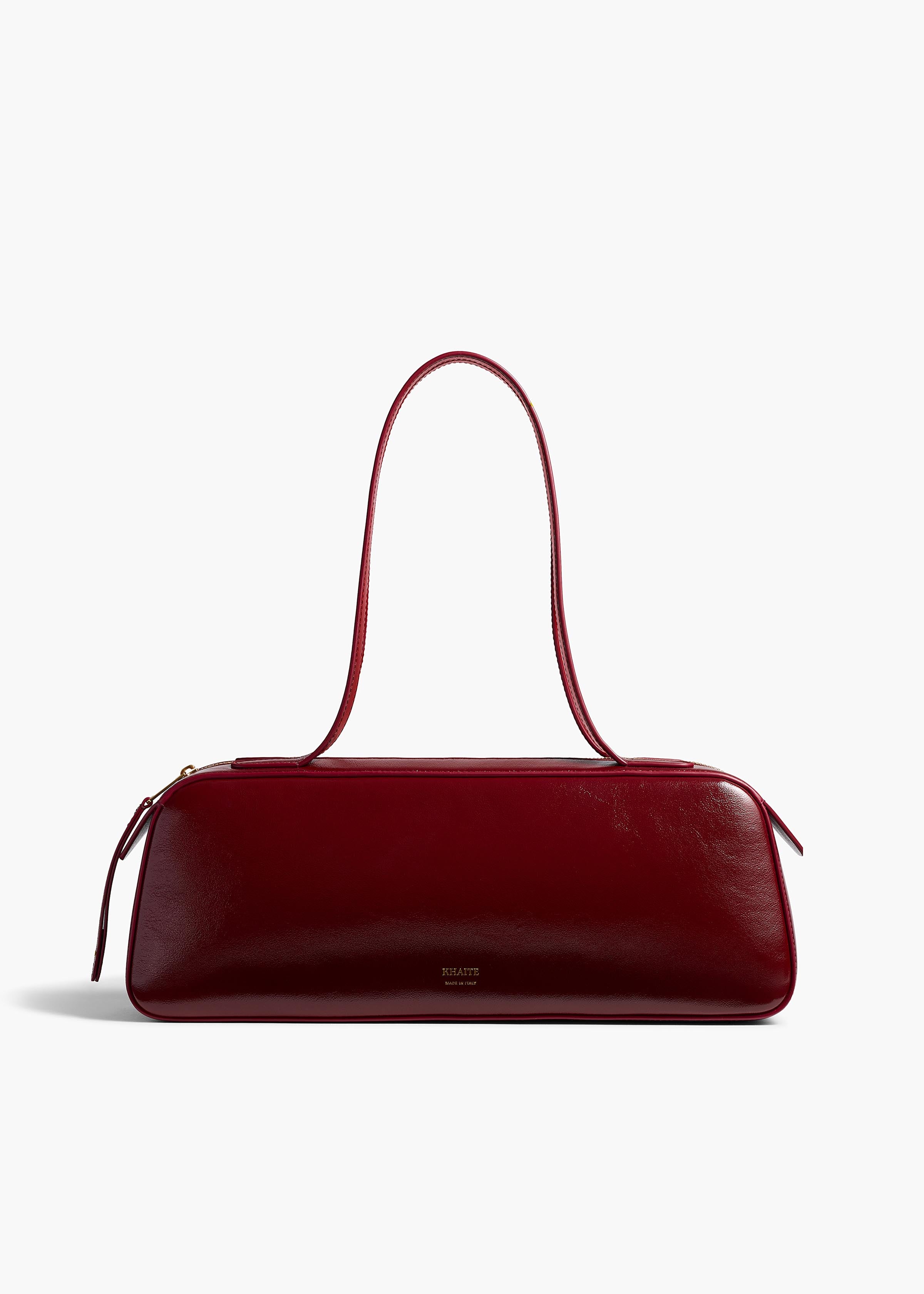 Simona Shoulder Bag in Oxblood Crackle Patent Leather – KHAITE