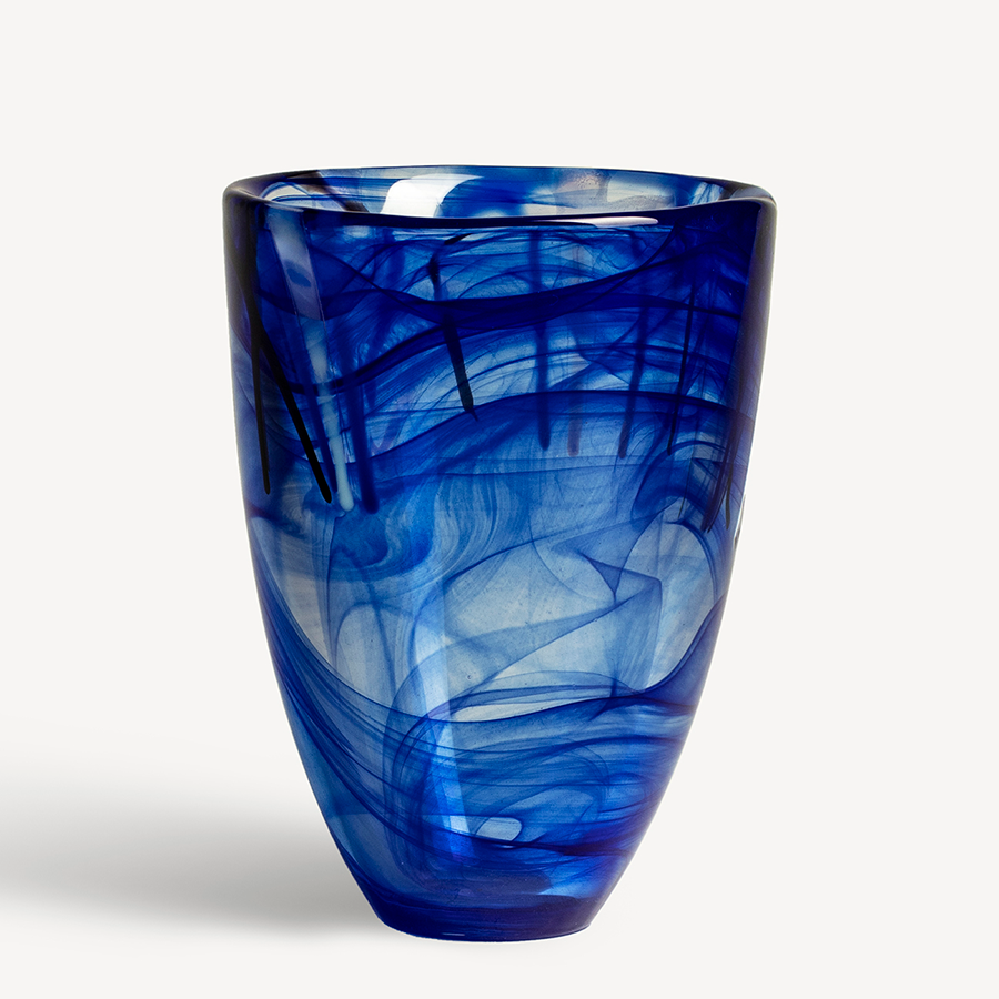 Kosta Boda Contrast Vase Blue Crystal Glass Centrifugation