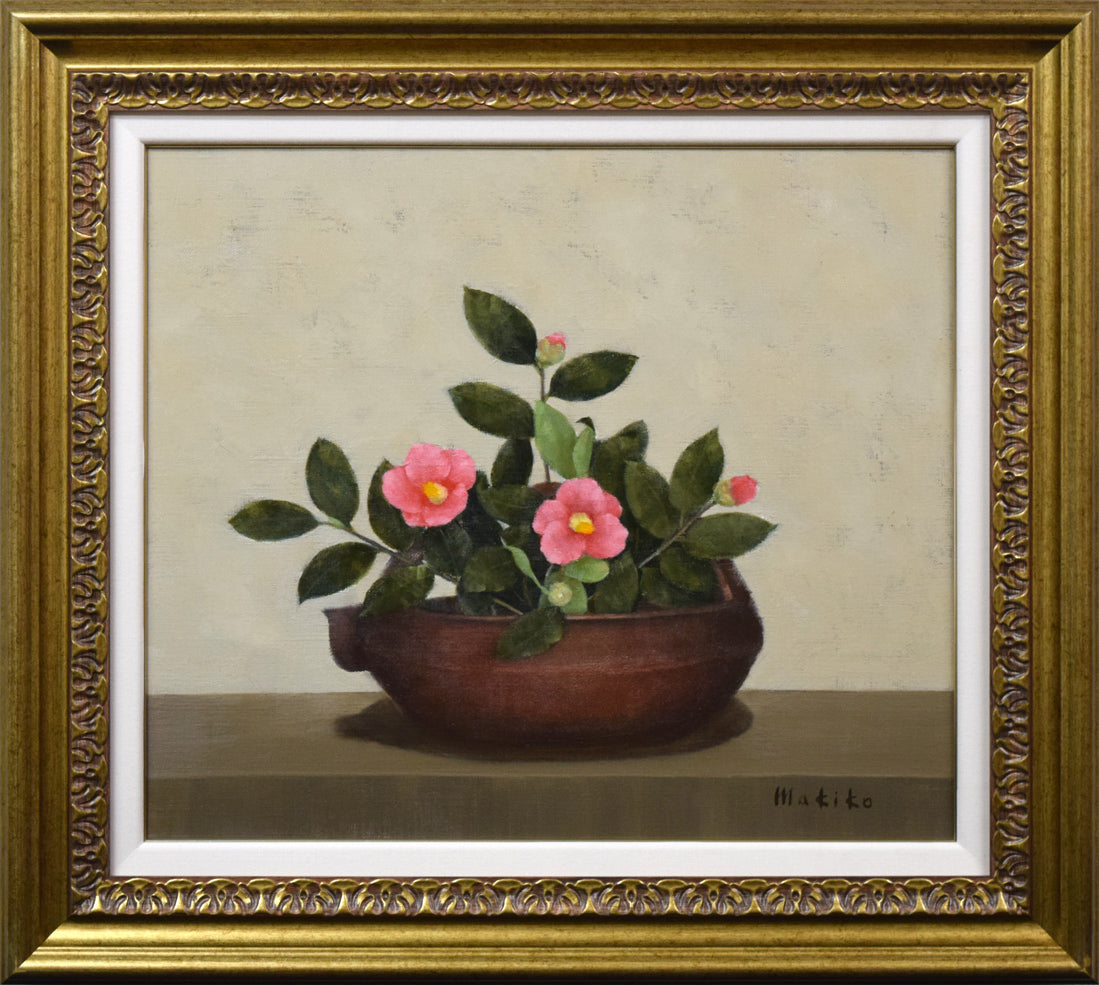 田渕眞兒 油絵 油彩 抽象画シリーズ No.10- 花と壺 田渕眞兒 油絵 油彩