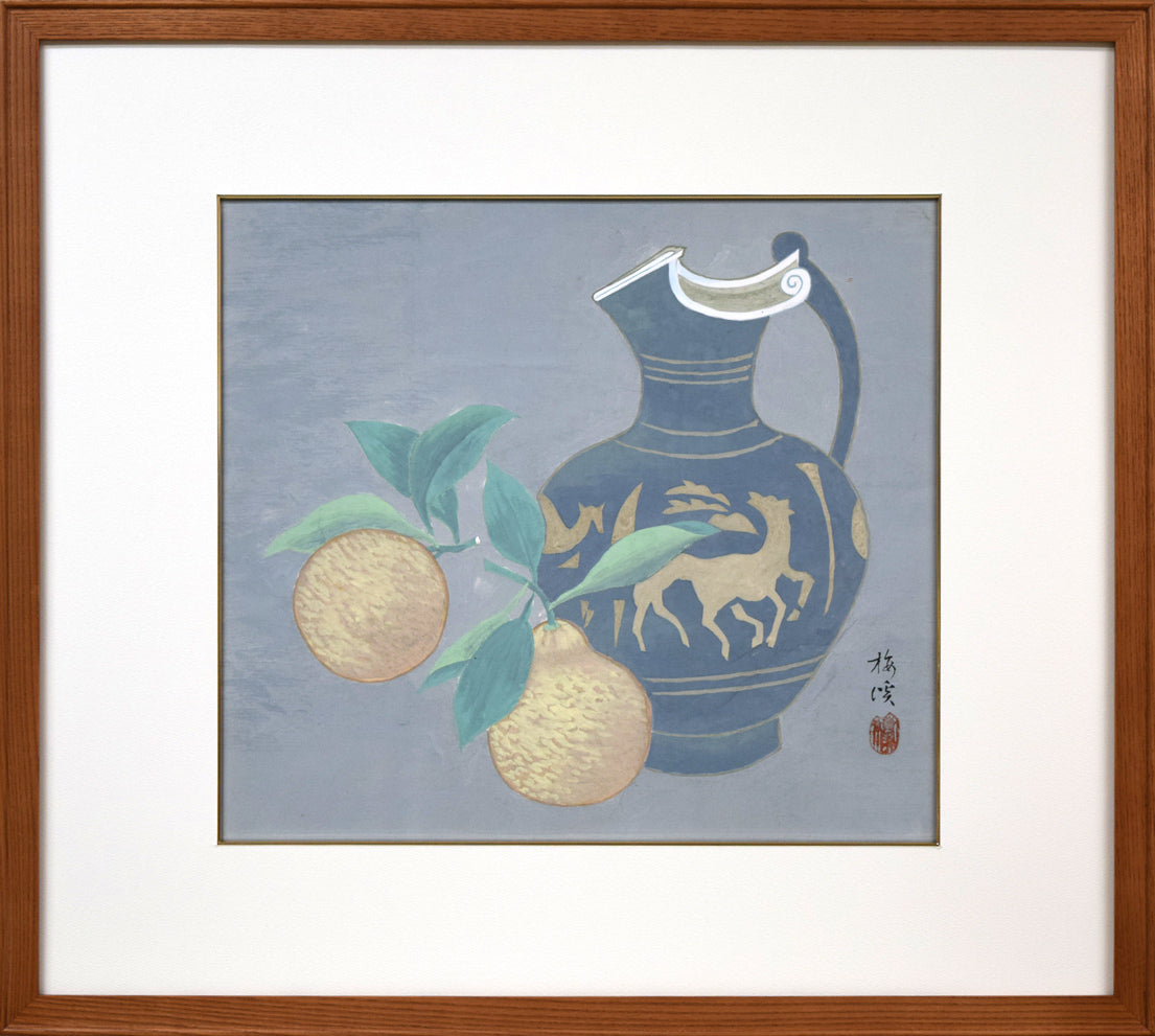 石原梅渓「静物画」日本画・8号 絵画買取・販売の小竹美術