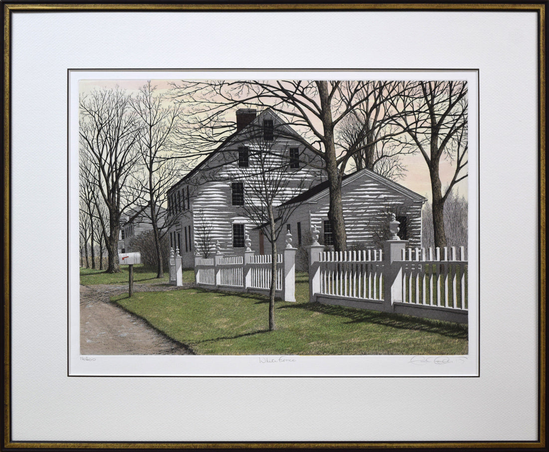 キャロル コレット （Carol COLLETTE）「White Fence」銅版画に手彩色