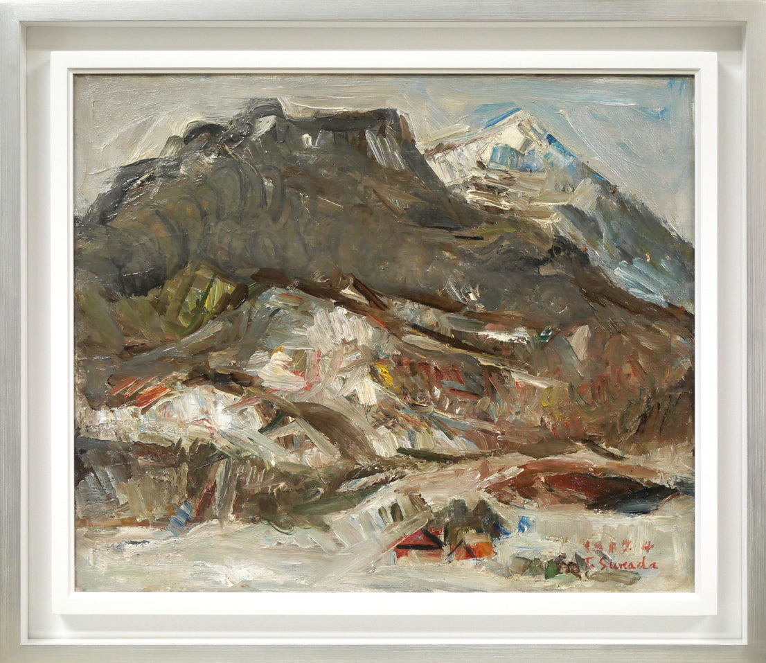 砂田友治「雪の藻岩山」油絵・F8号 絵画買取・販売の小竹美術