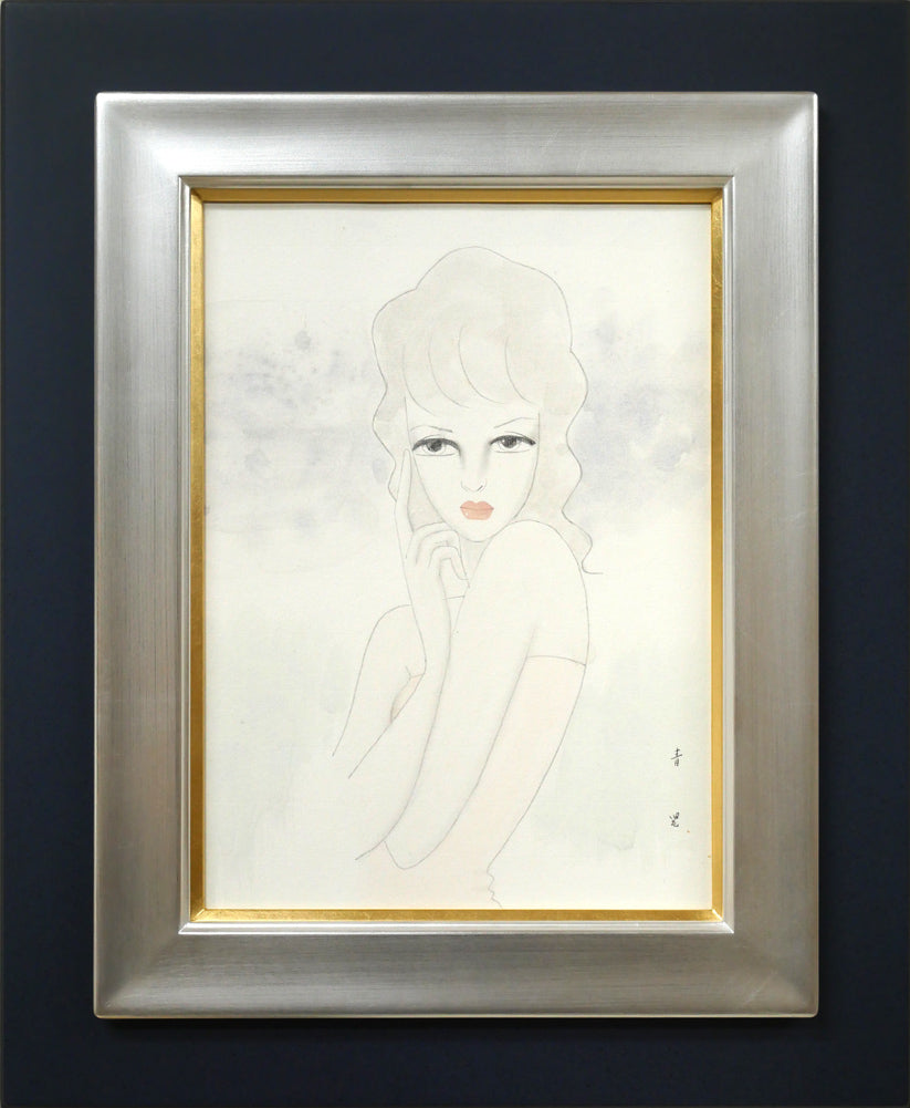 東郷青児「婦人像」水彩画・4号色紙 絵画買取・販売の小竹美術