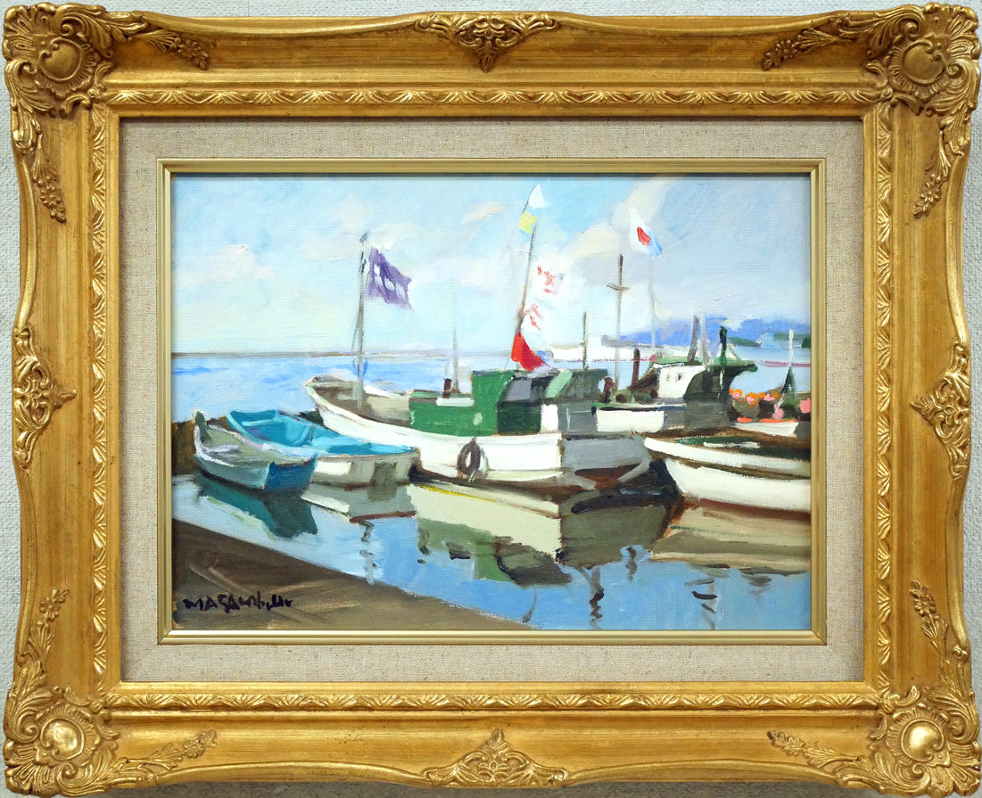 1991年】漁師と魚の手描き絵画 油絵 1991年】漁師と魚の手描き絵画