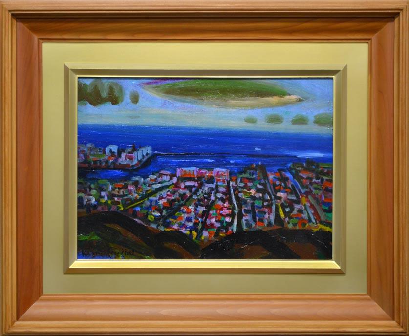 藤田謹三「小樽展望（旭台より）」油絵・F4号 絵画買取・販売の小竹美術
