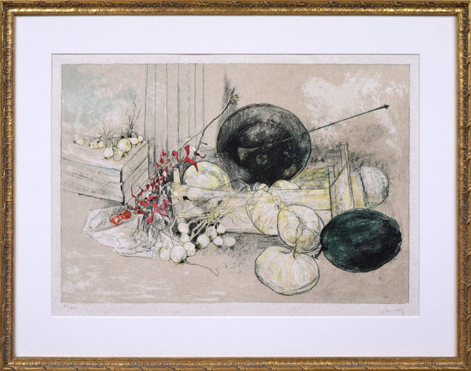 ジャン・ジャンセン(Jean Jansem)「ローマ秤のある静物」リトグラフ