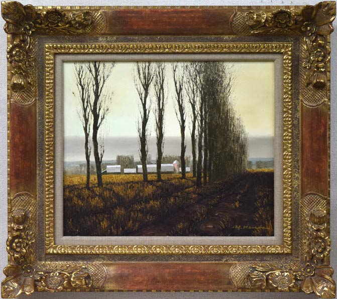 絵画 油絵 原画 木のある風景 風景画 F8サイズ S.I 絵画 油絵 原画