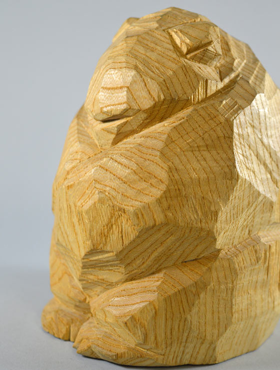 柴崎重行「熊（高さ14.8cm）せんの木」木彫作品 絵画買取・販売の小竹美術