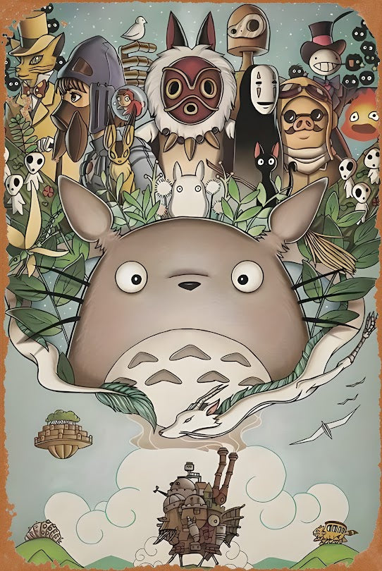 ブリキ看板 トトロ 千と千尋 ハウル ジブリ キャラクター レトロ