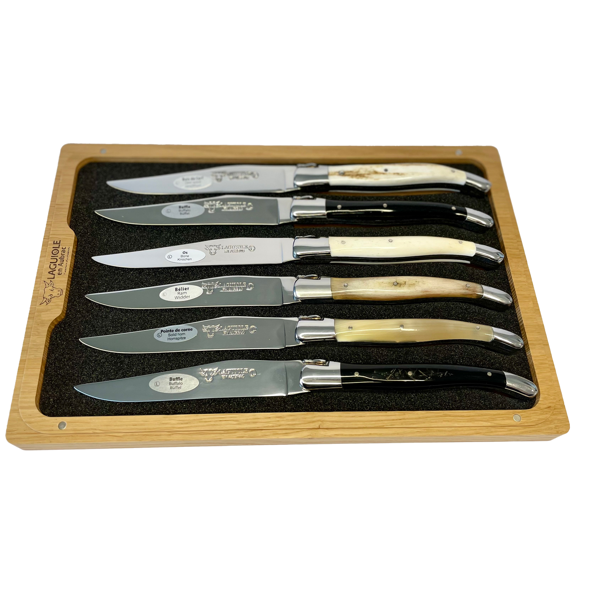 Laguiole en Aubrac Handcrafted 6-Piece Steak Knife Set with Mixed