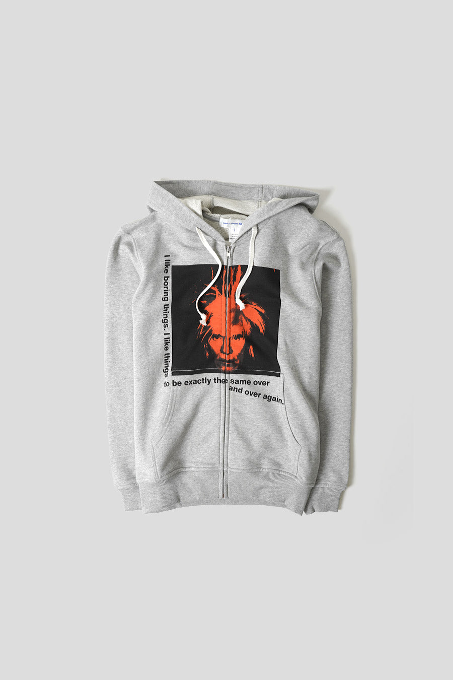Comme des garçons SHIRT - HEATHERED GREY ANDY WARHOL ZIPPED HOODIE