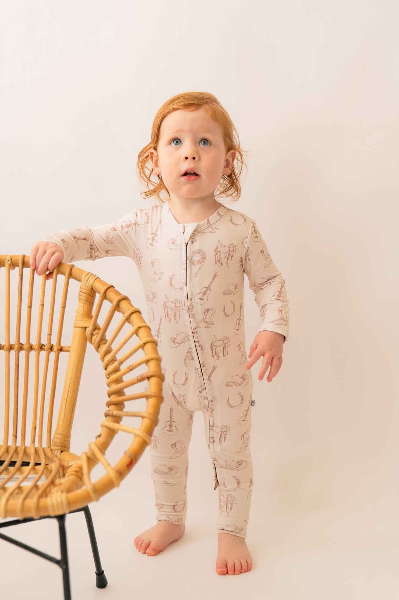 Western Bamboo Zip Onesie - Little nessi – little nessi