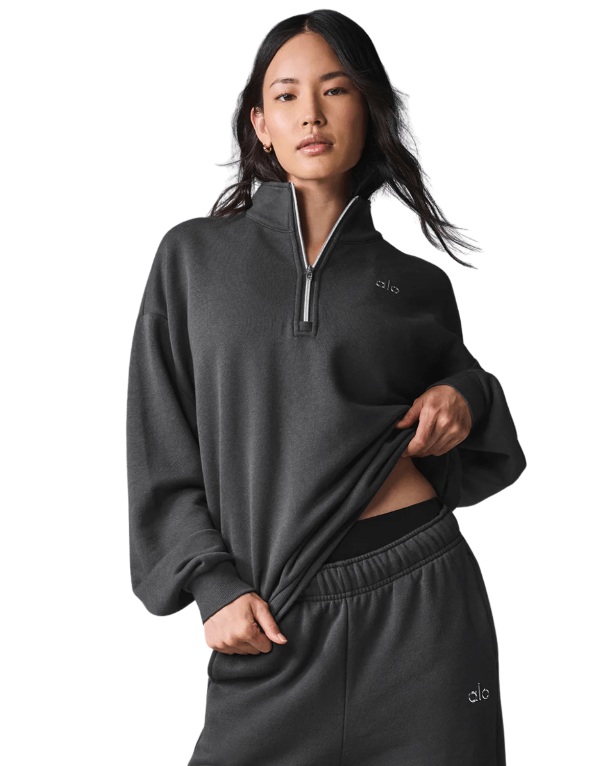 Pullover Alo Yoga Accolade 1/4 Zip Anthracite Cinza - LK