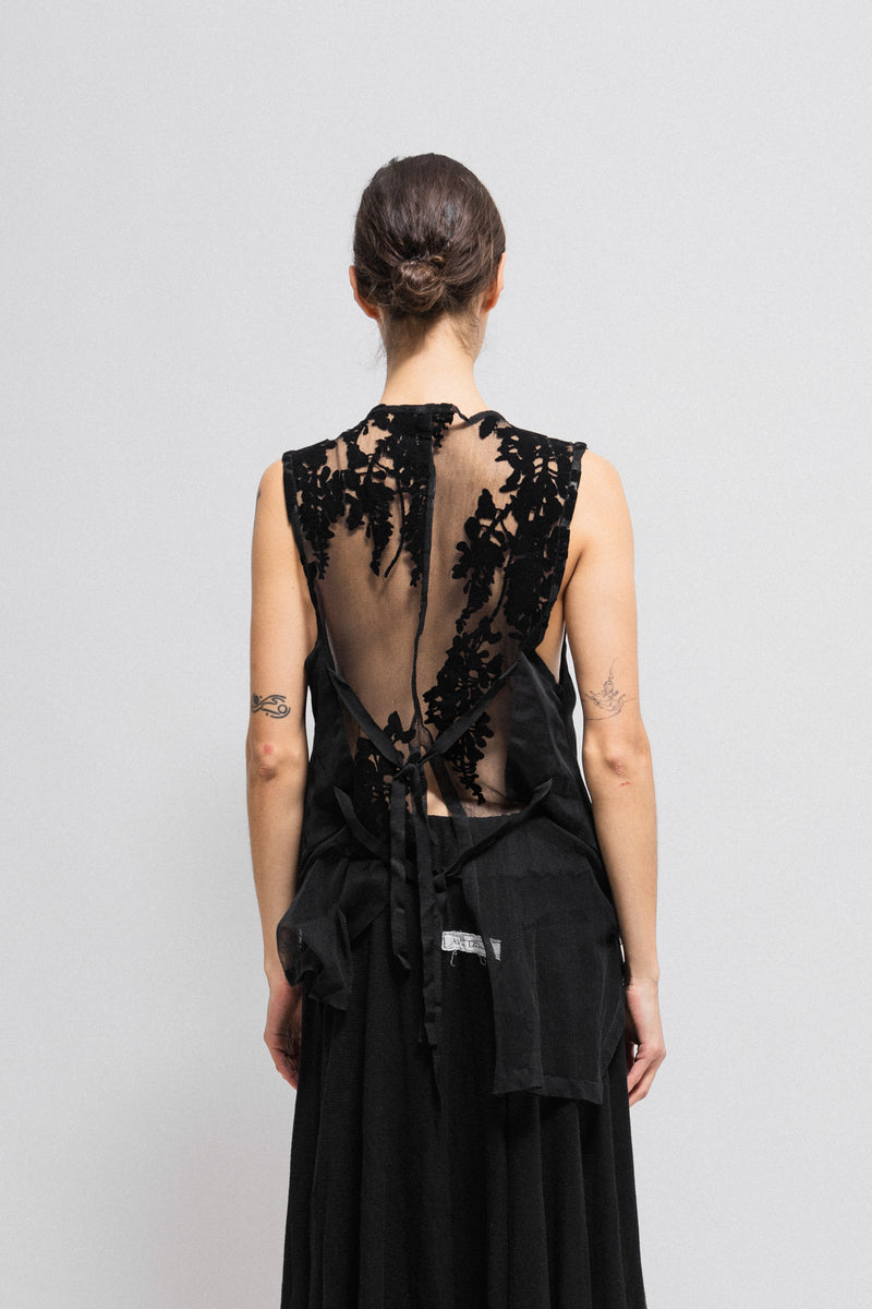ANN DEMEULEMEESTER - SS14 Button up vest with a mesh back and