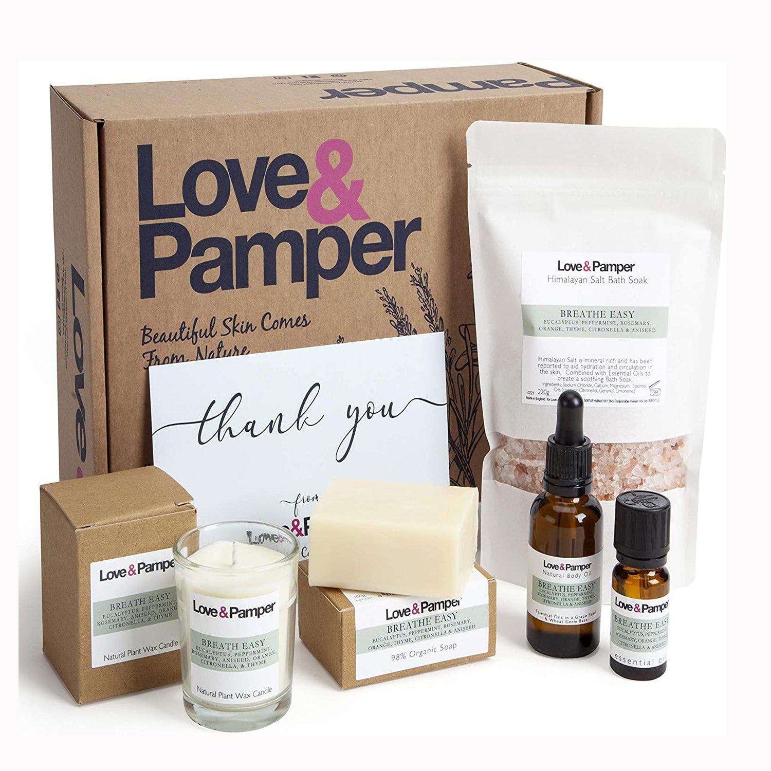 BREATHE EASY- SUSTAINABLE, Aromatherapy Pampering Gift Set For