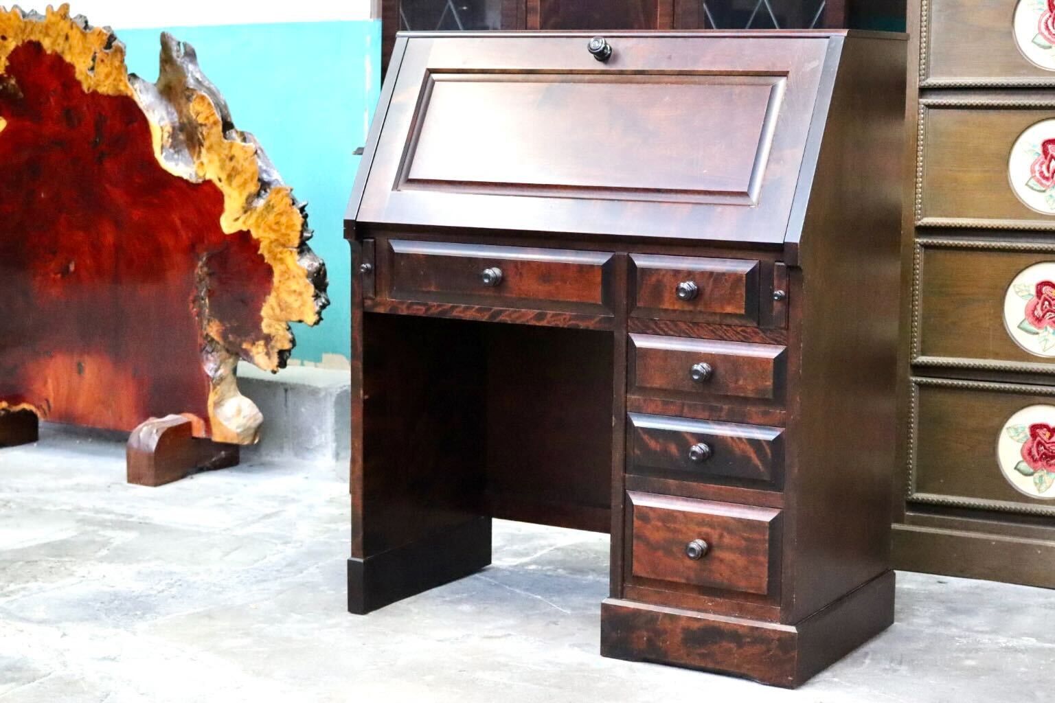 神居民芸 ライティングビューロー デスク ライティングデスク 樺