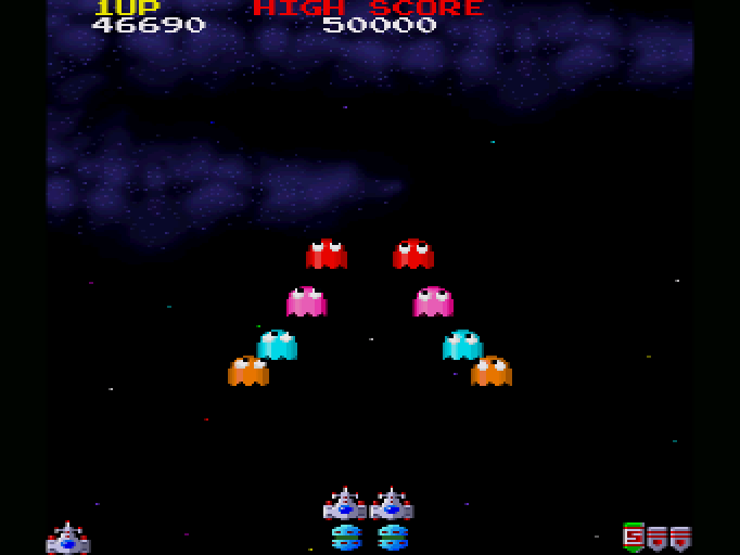 ギャラガ'88 for SHARP X68000 (C)1987 ナムコ, (C)1990 電波新聞社