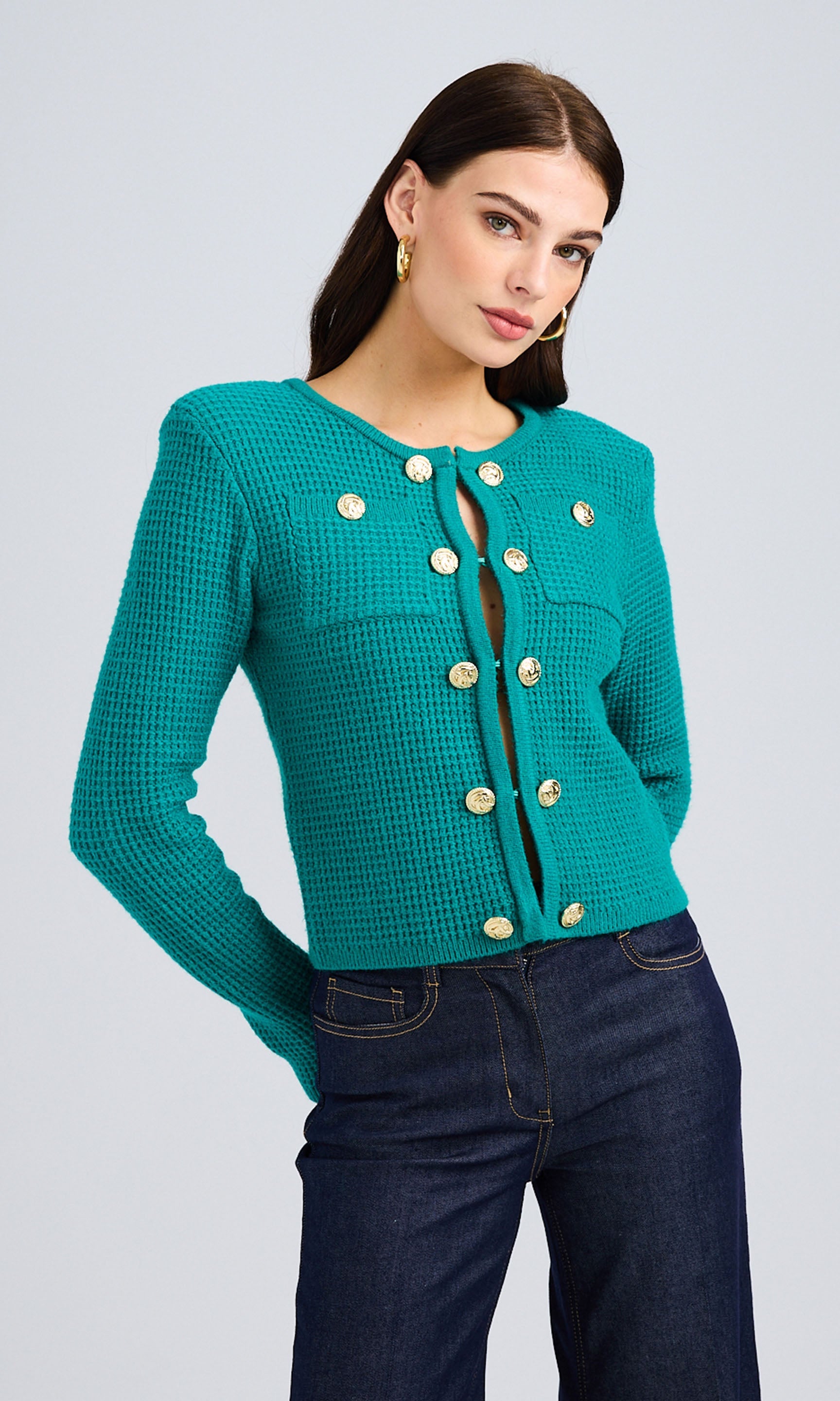 Cypress Waffle-Knit, Front-Closure Cardigan | Generation Love