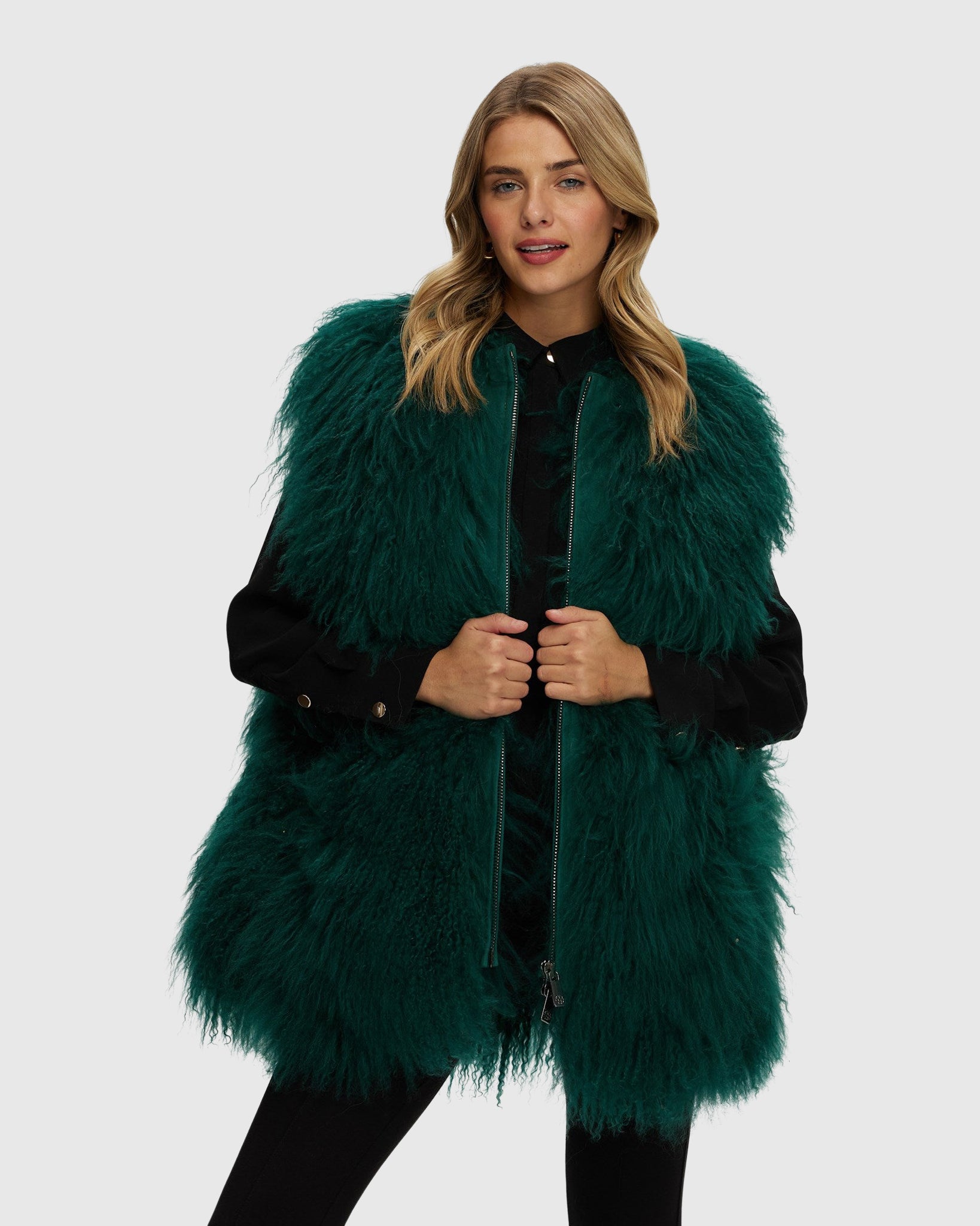 Select Mongolian Goat Zip Vest