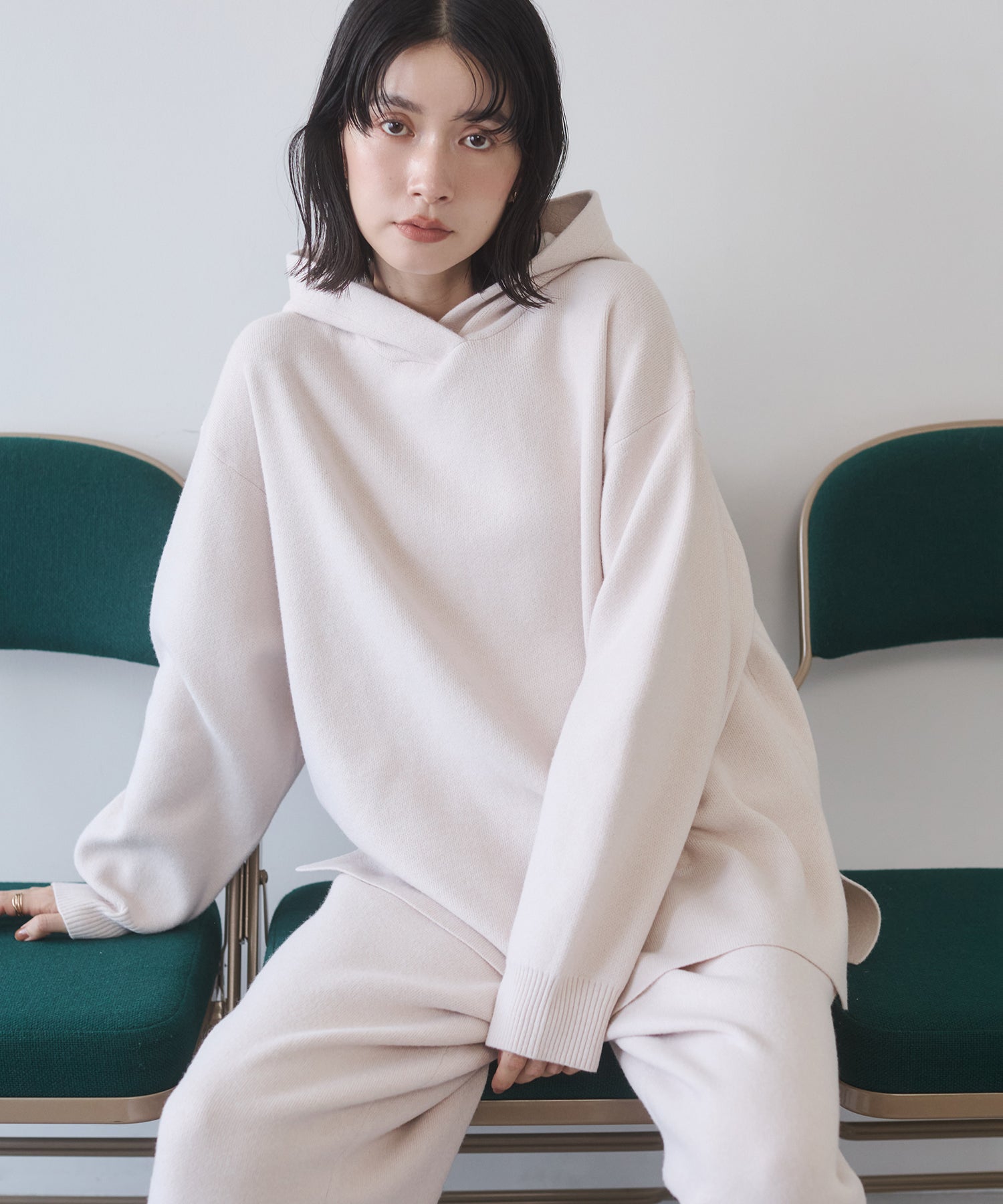 ニット フードパーカー