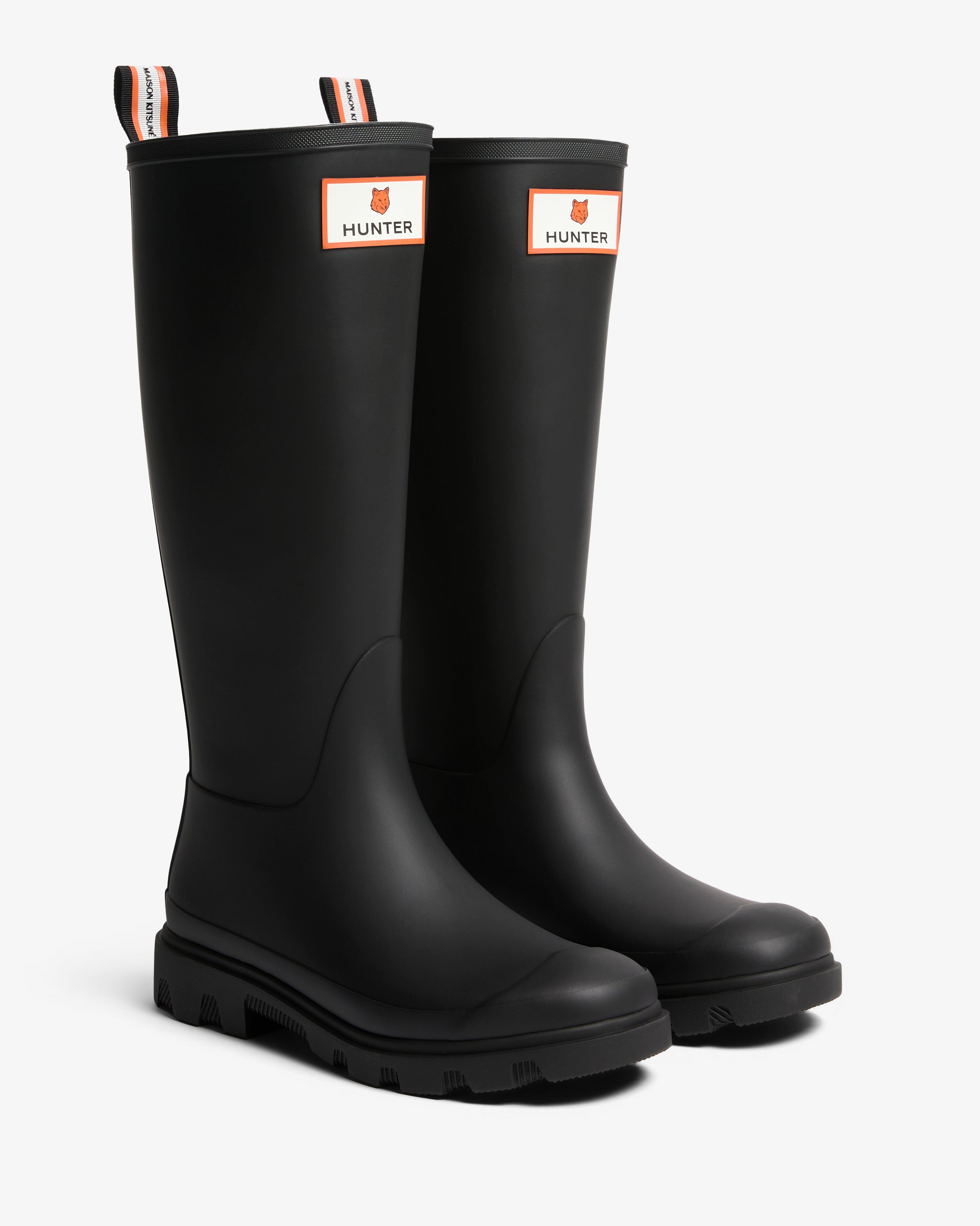 Hunter Boots Maison Kitsune X Hunter Unisex Downpour Tall Black