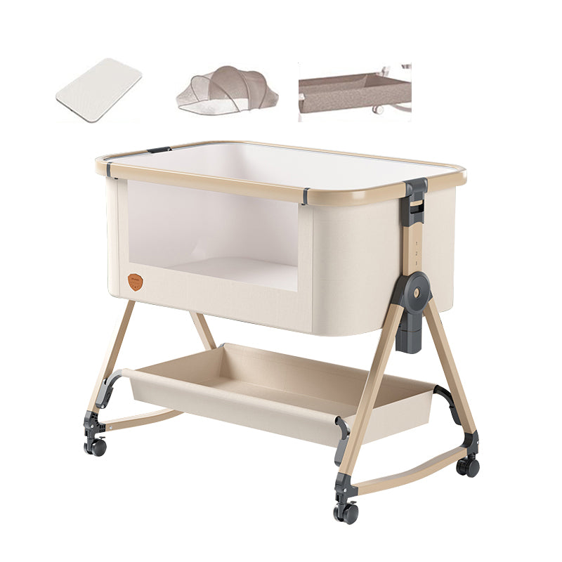 HZMDJベビーベット 添い寝ベッド 揺りかご おりたたみ 消音昇降機能