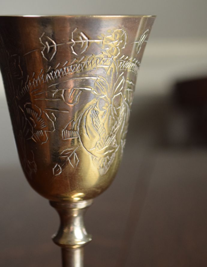 美しいシルバーのアンティーク雑貨、銀のゴブレット(m-1315-z