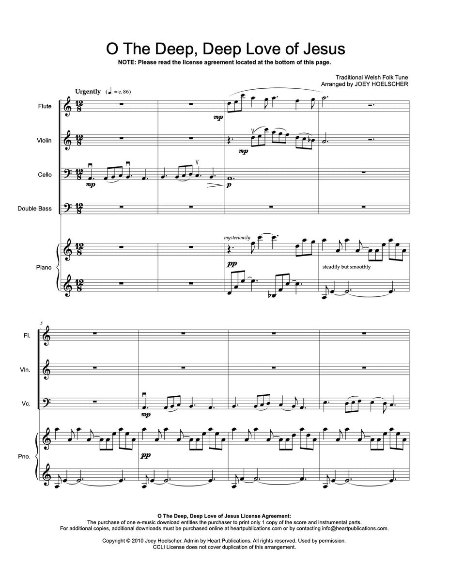 O The Deep, Deep Love Of Jesus (Flute, Violin, Cello, & Bass Quartet)
