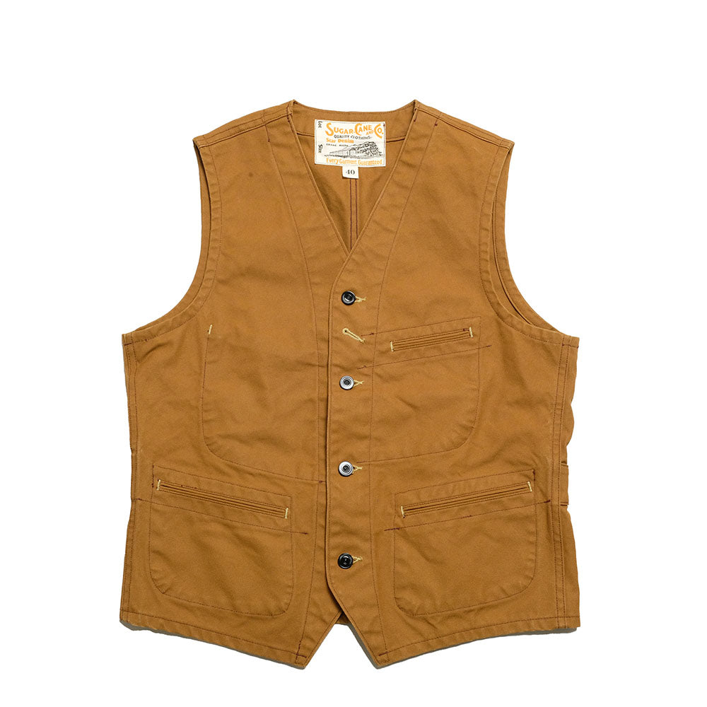 SUGAR CANE 13oz. BROWN DUCK WORK VEST SC14375 – HINOYA Online Store