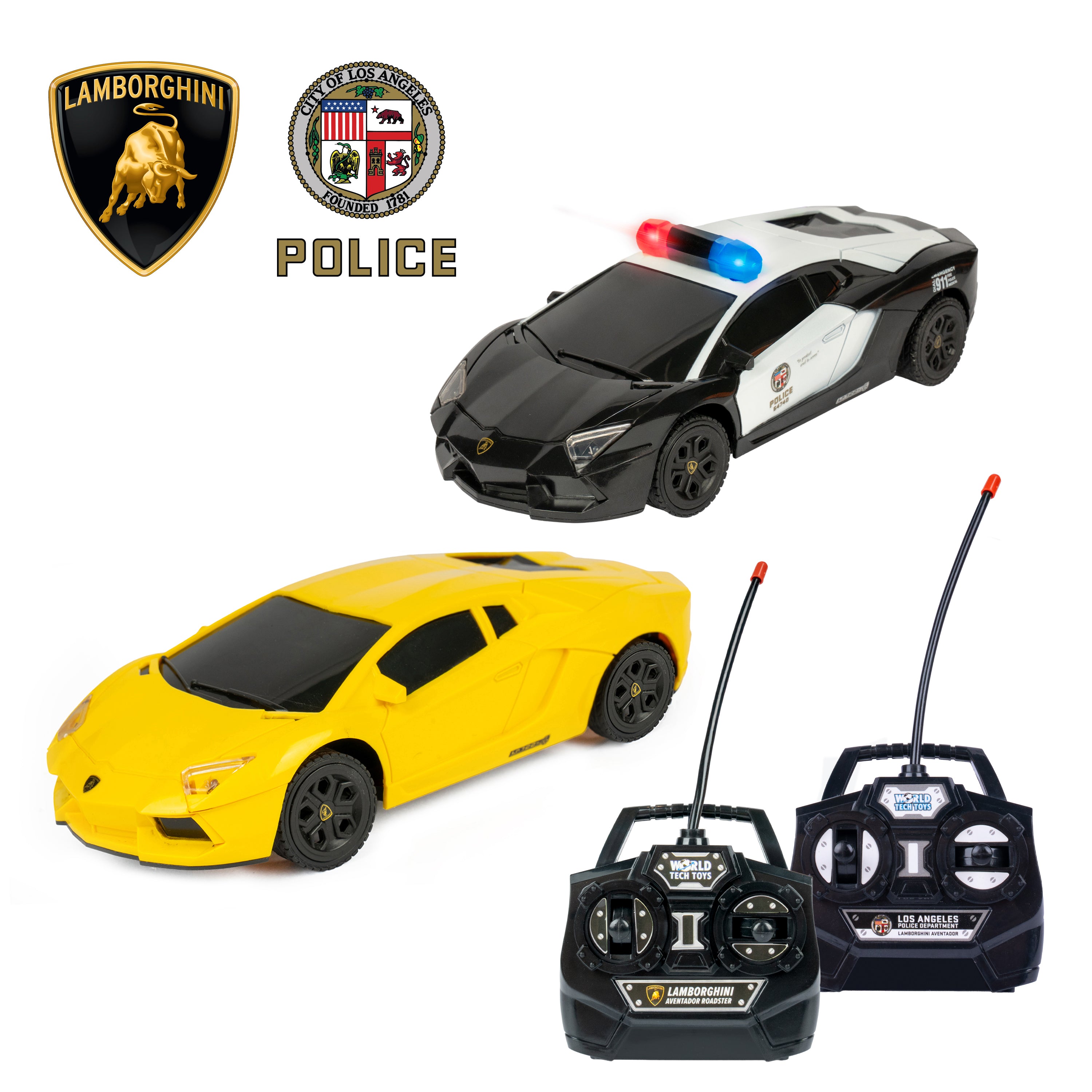 2 Pack - RC Lamborghini Aventador & LAPD Police Lamborghini