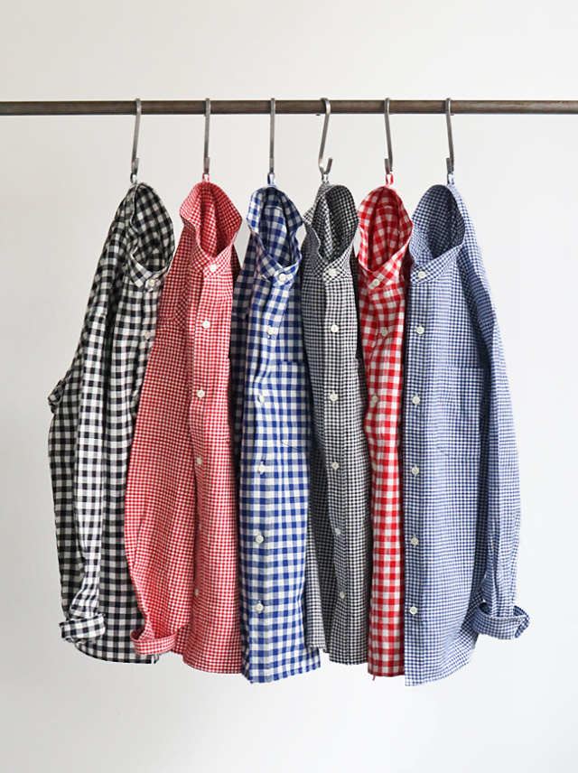 maillot SSunset Gingham New Stand Collar Shirts (サンセット