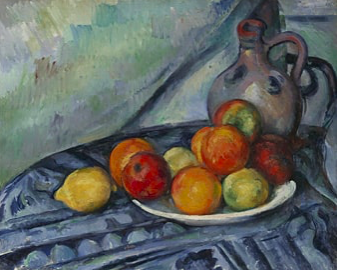 セザンヌ【卓上の果物と水差し】 - 手描き 絵画（油絵複製画）販売の