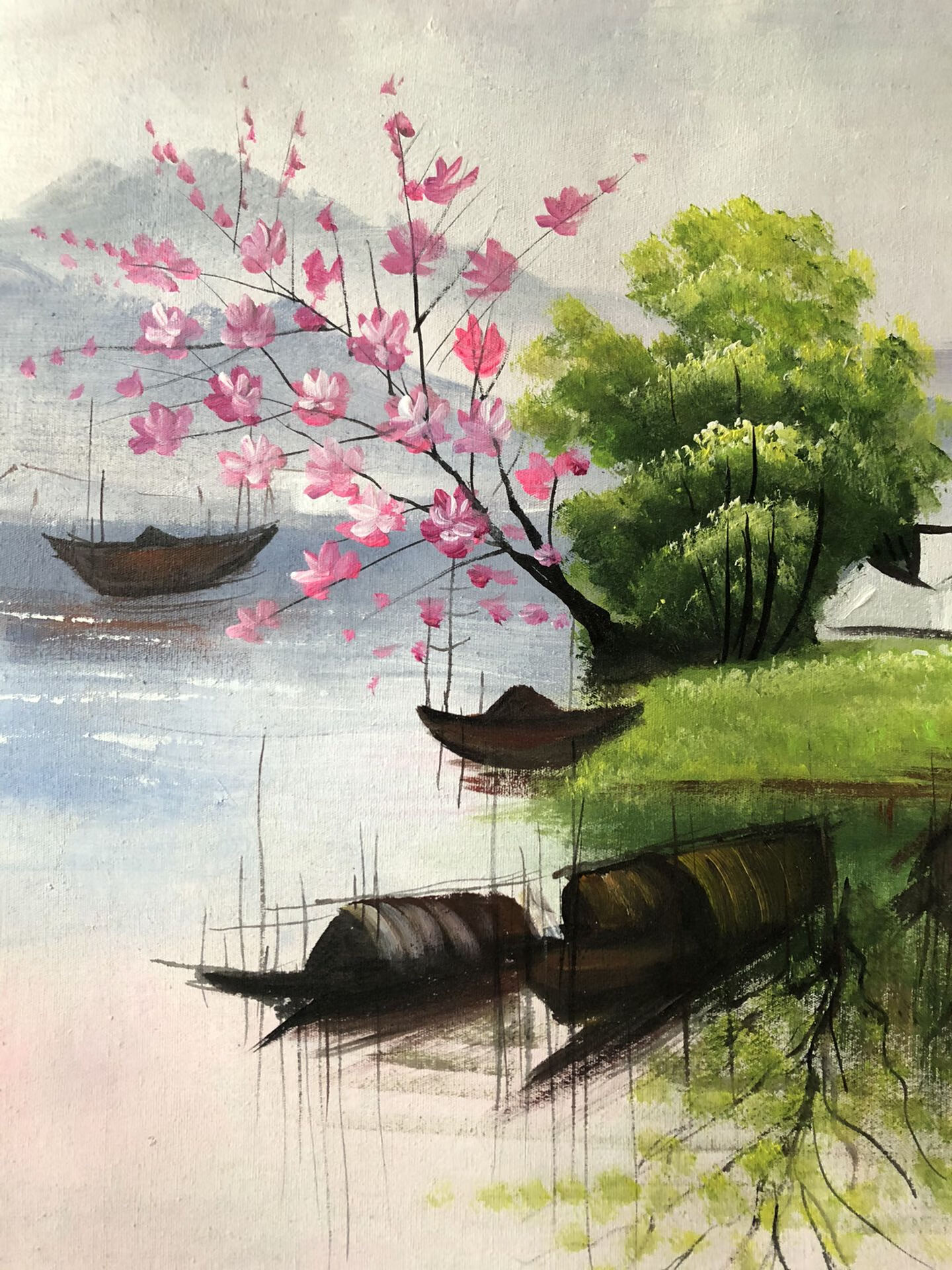 吴冠中】风景，纯手绘油画编号为YSP8-228风景画油彩画挂画现代画风水画