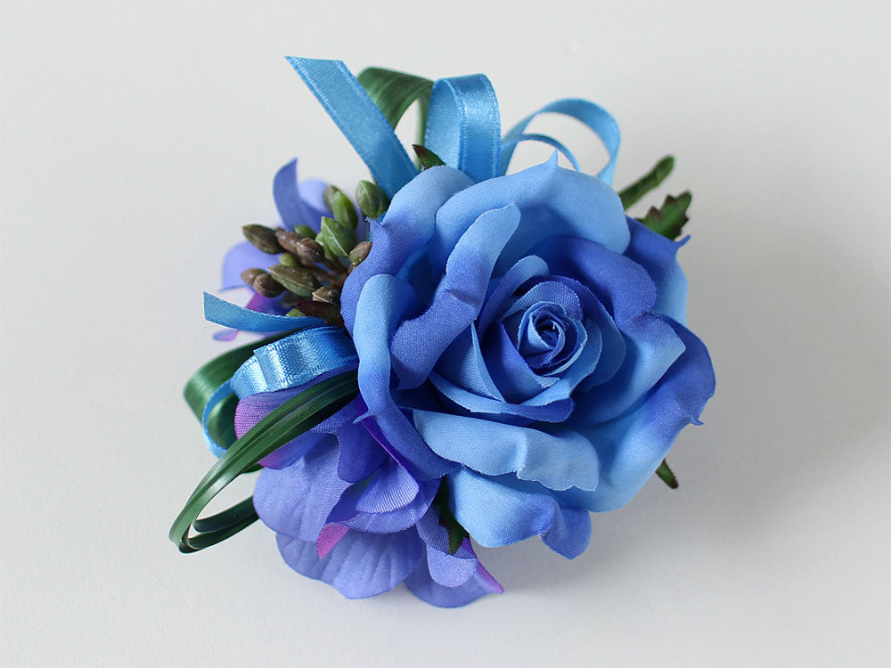 QLF-16 スクエアローズブーケブルーコサージュ(クリップ付)(SALE