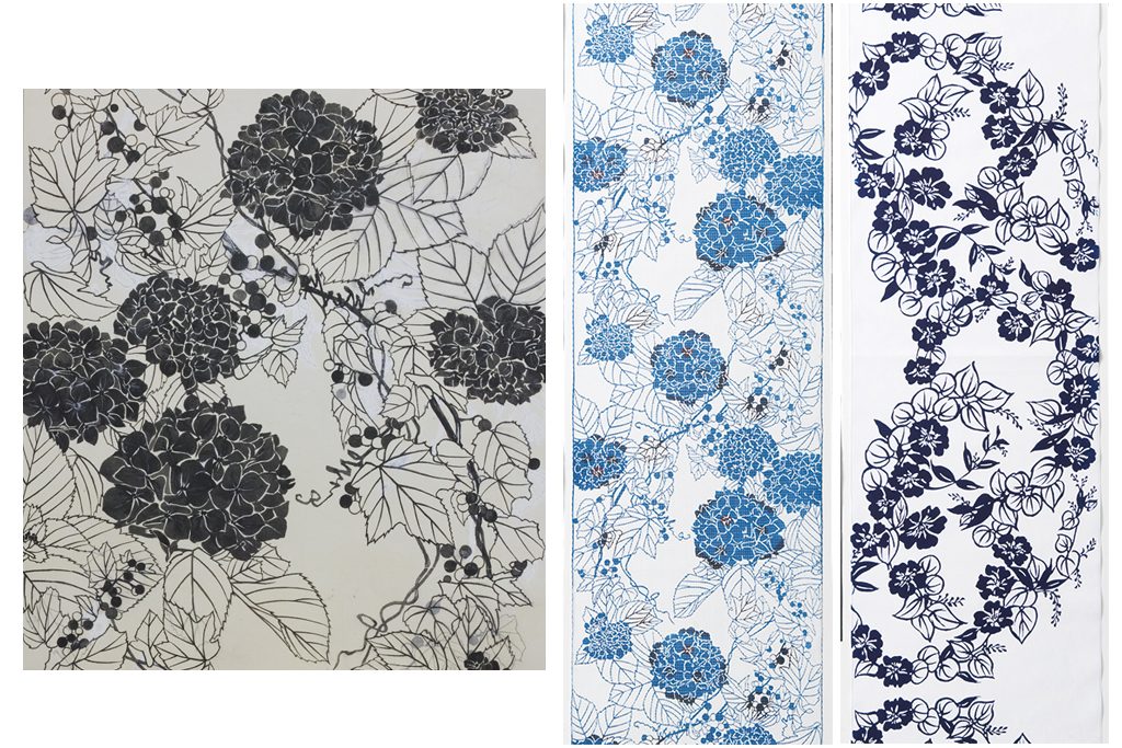 美人日本画家・宮下真理子が描く紫陽花ゆかた、創業177年の老舗・竺仙