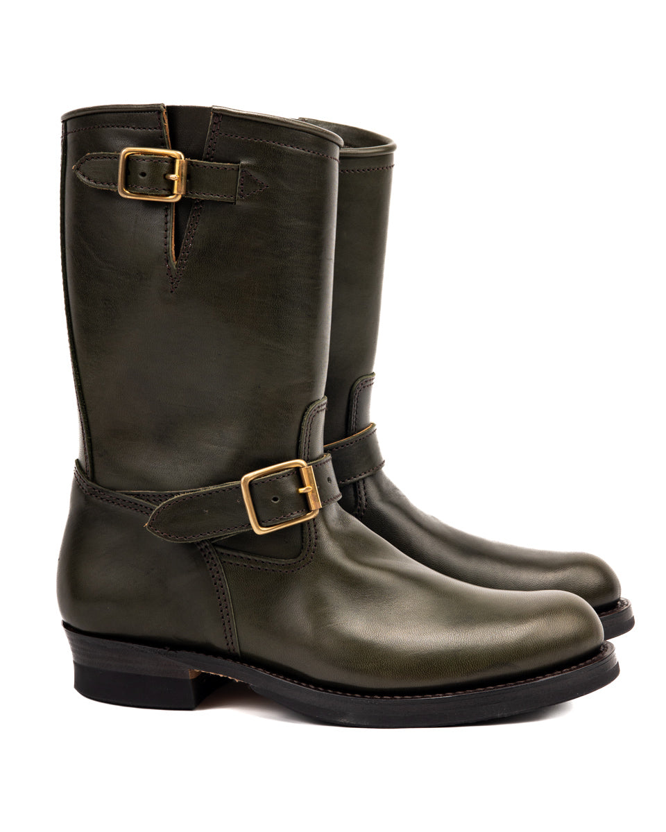 Y'2 Leather Engineer Boot - Olive Eco Horse – Standard & Strange