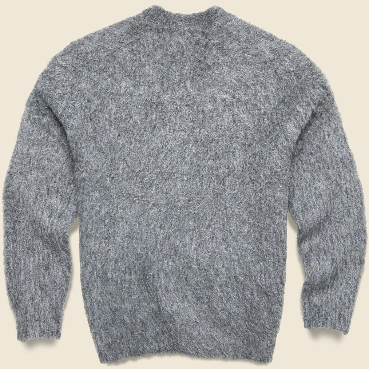 Alpaca Hairy Brushed Cardigan - Charcoal
