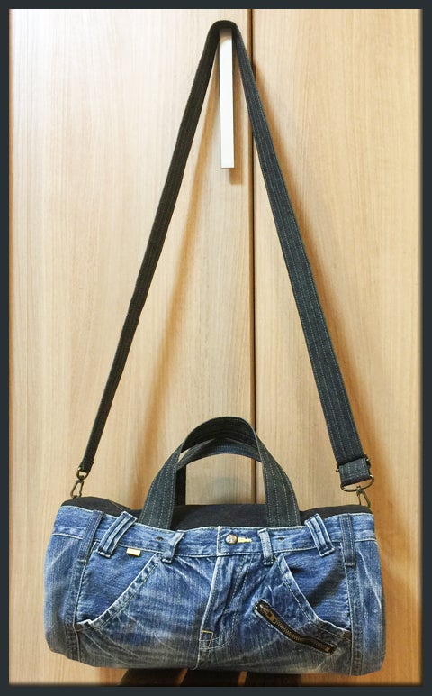 2wayドラムバッグ【ジーンズリメイク】【Gパンバッグの作り方】 | G
