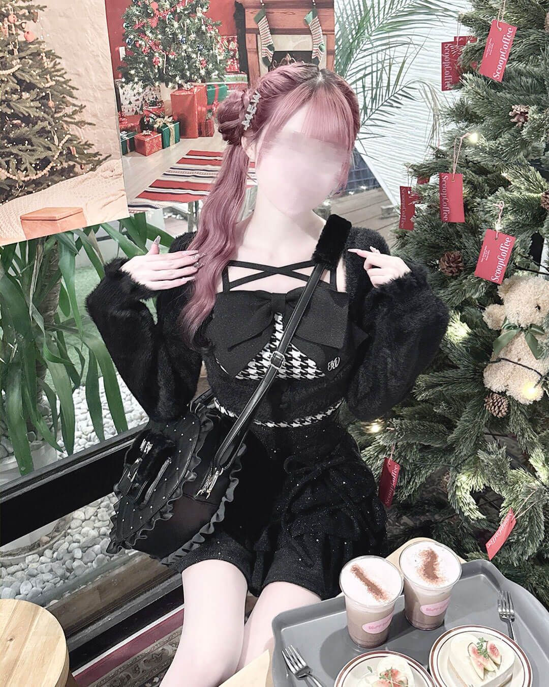 honeymew ハニーミュウ ビッグリボンシャギーアンサンブルトップス