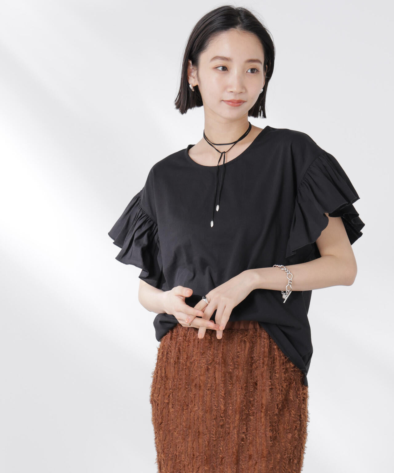 STORATECH 機能素材フレア デザインスリーブ トップス