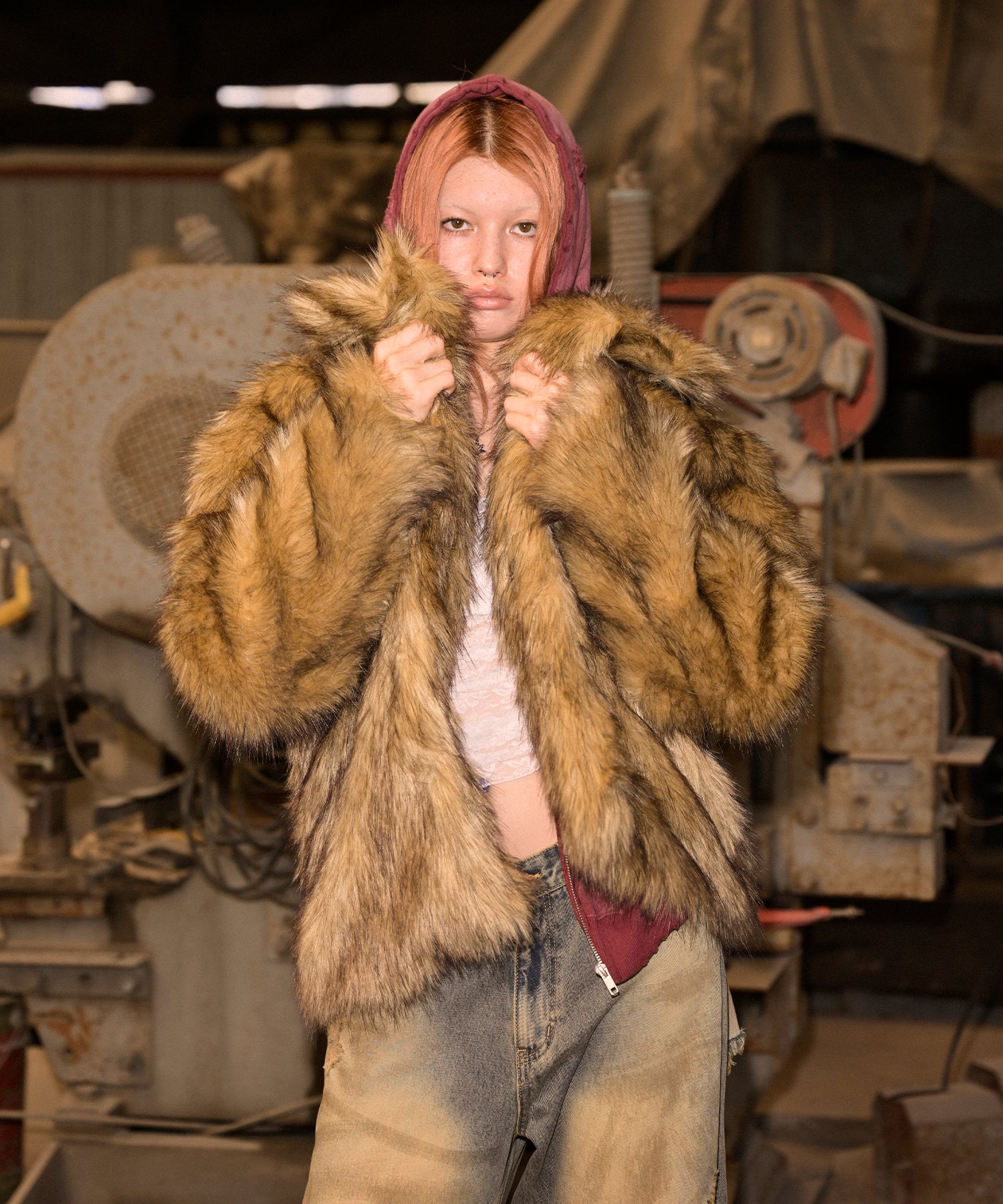 Fauxファースタンドカラーコート｜ACLENT（アクレント）