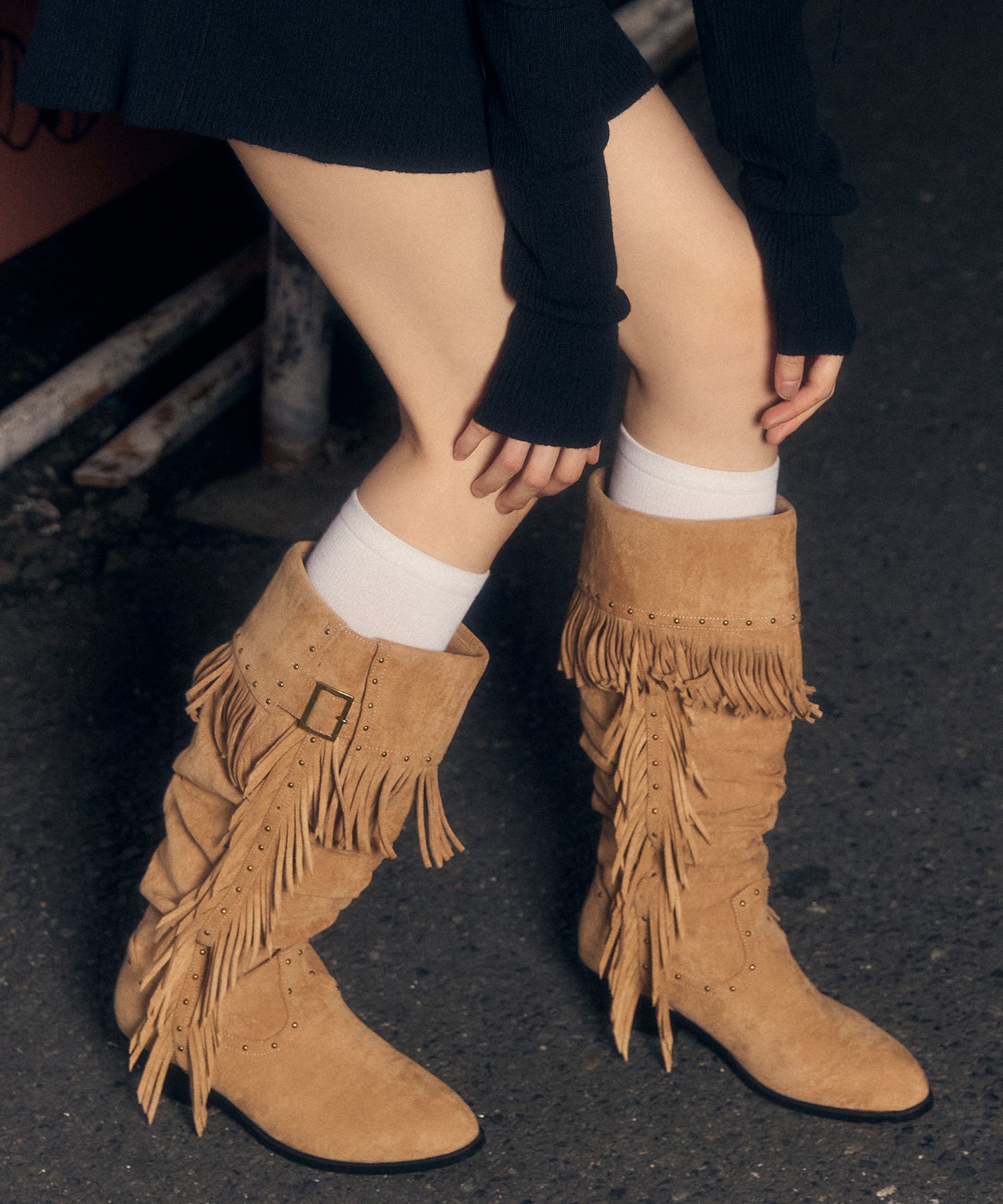 フリンジスエードルーズブーツ｜ACLENT（アクレント）