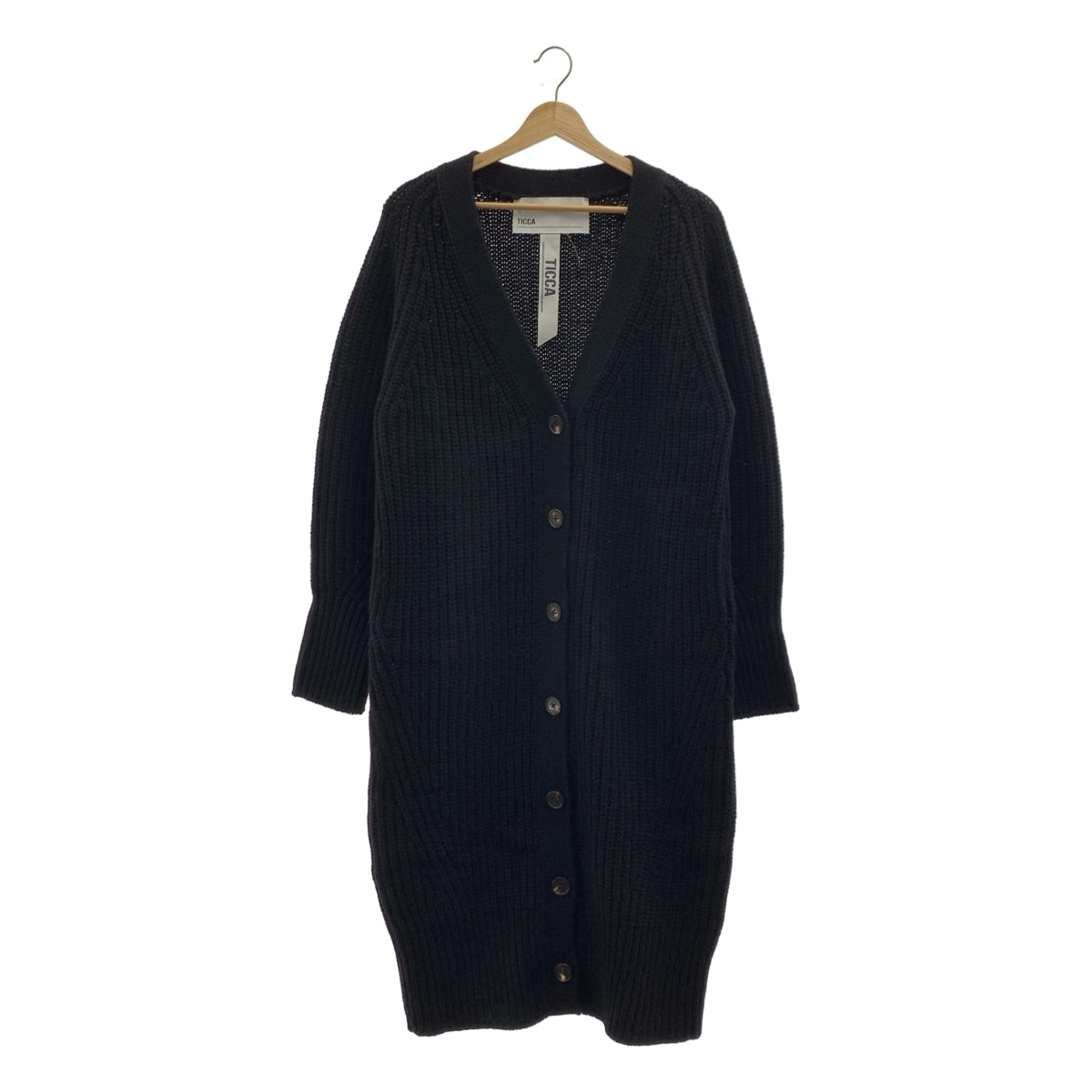 TICCA / ティッカ | ウール Vネック ロング ニット カーディガン | F