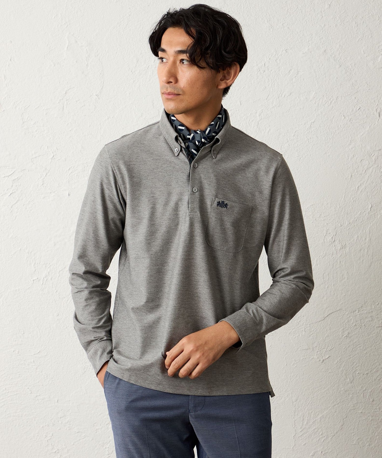 デニム調ロングスリーブポロシャツ(トップス)｜BAKER STREET(ベイカー