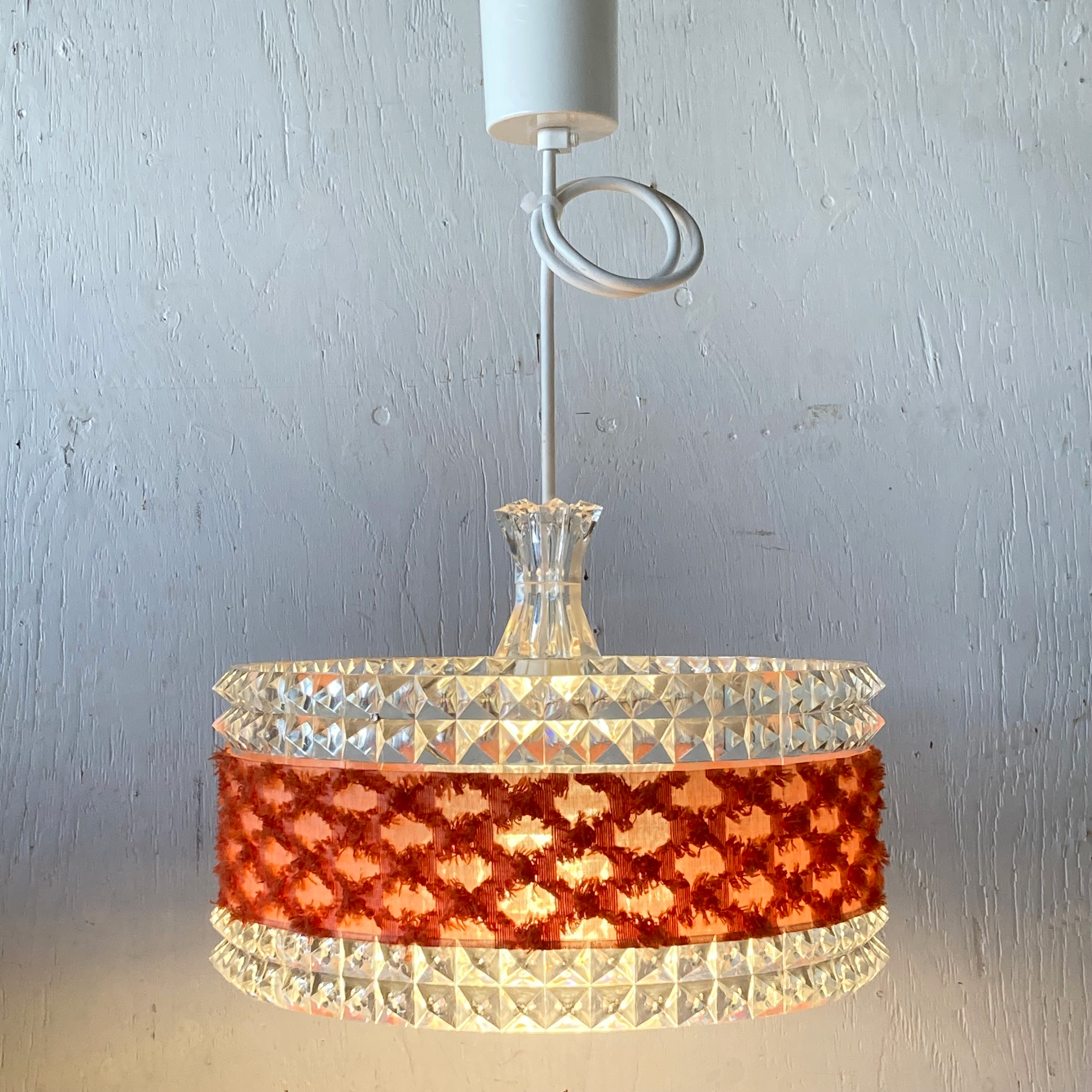 ドイツ 70's ヴィンテージ・ガラス シェード ペンダント ランプ ミッド