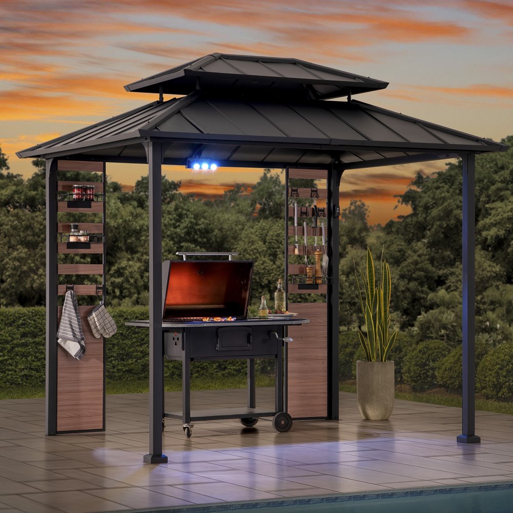 7x9 Grill Gazebo | Outdoor Steel Hardtop Gazebo - SUNJOY