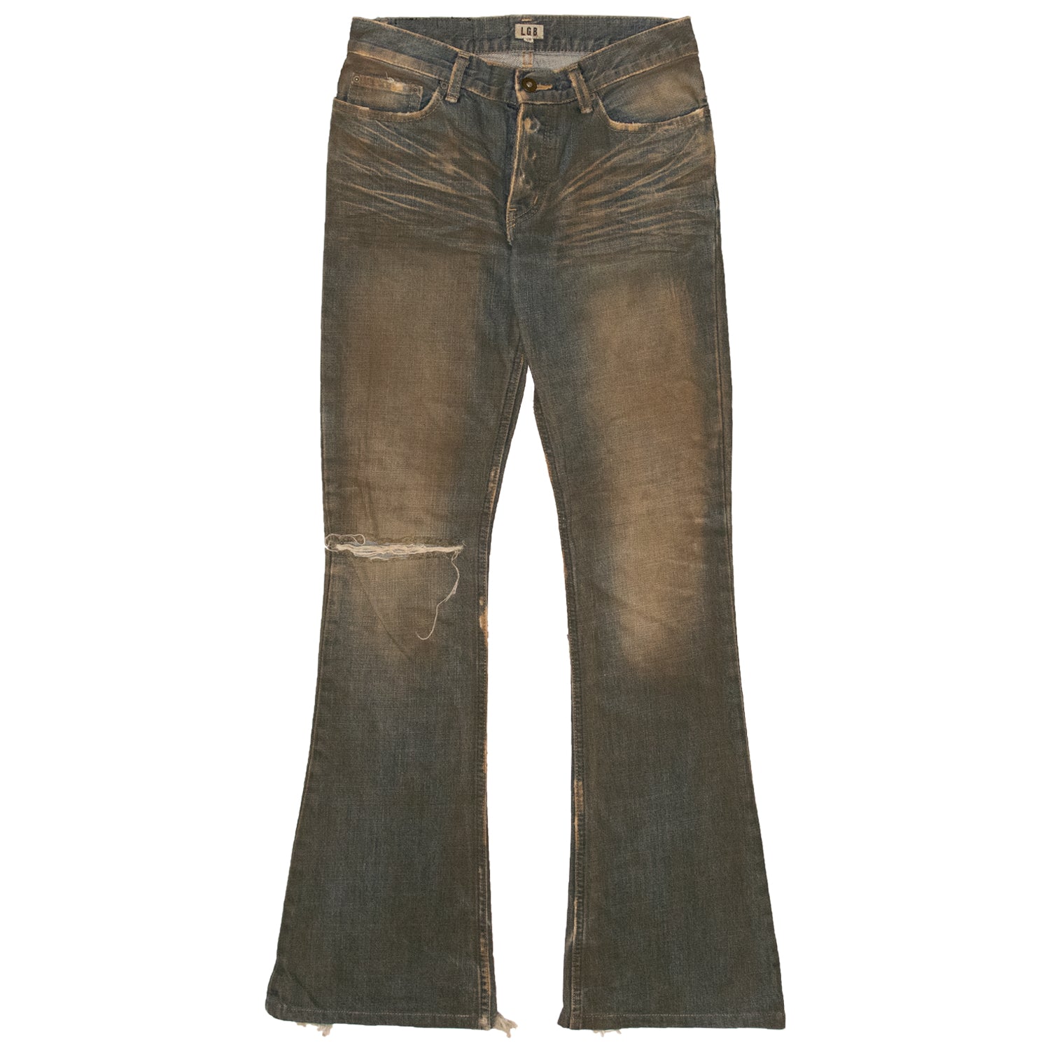 L.G.B. Mudwash Distressed Flared Denim – SaolMortem