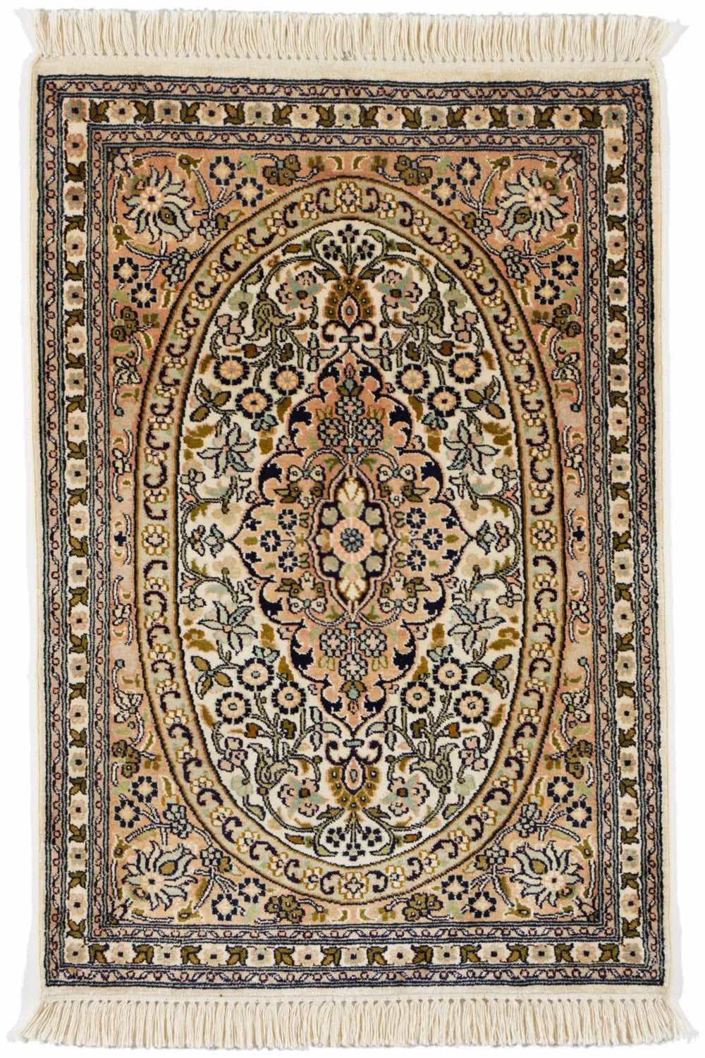 カシミール絨毯 シルク 約62cm x 97cm｜SATHI RUGS