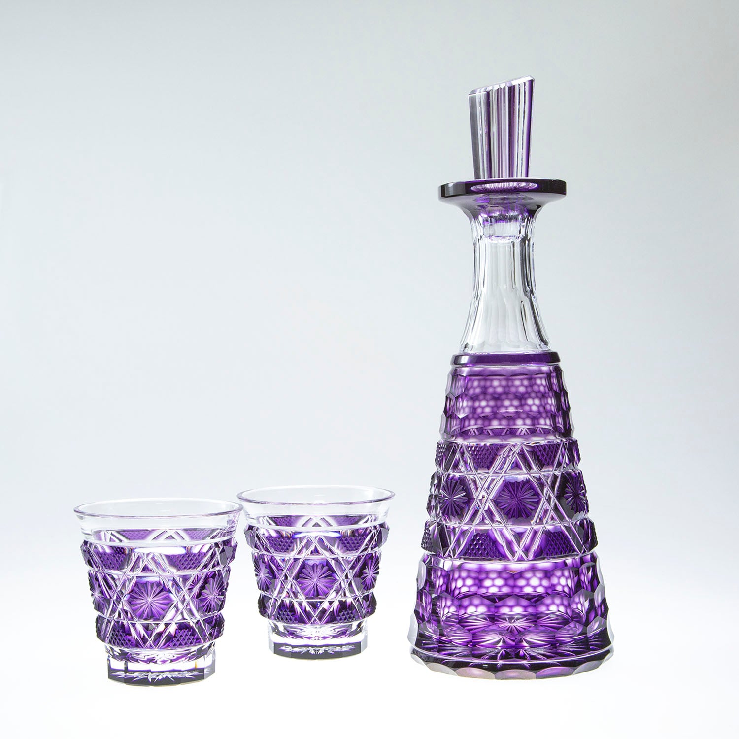 島津薩摩切子】 創作 冷酒器セット cut01 – ㈱島津興業 島津薩摩切子