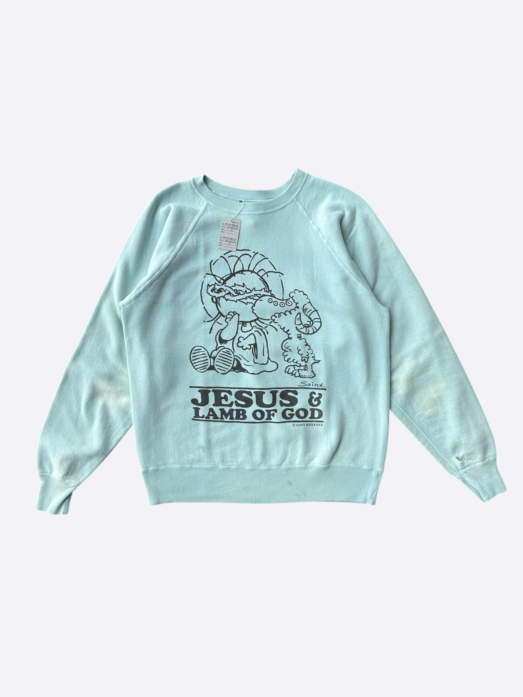 Saint Michael Light Blue Jesus & Lamb Of God Sweater – Savonches